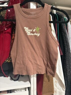 Cool it Cowboy Ribbed Tank Top - Brown